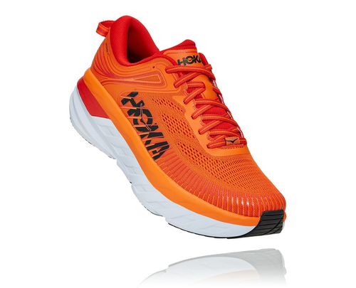Men's Hoka One One Bondi 7 Road Running Shoes Persimmon Orange / Fiesta | FOHN67812