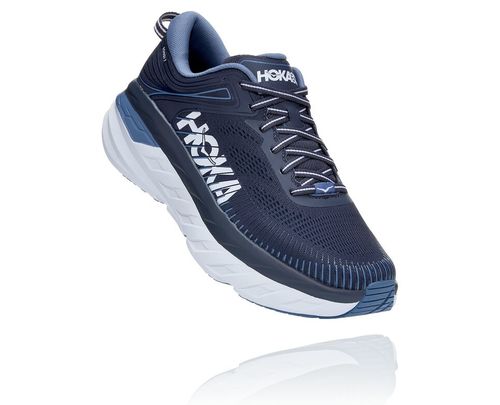 Men's Hoka One One Bondi 7 Road Running Shoes Ombre Blue / Provincial Blue | OMCB51469