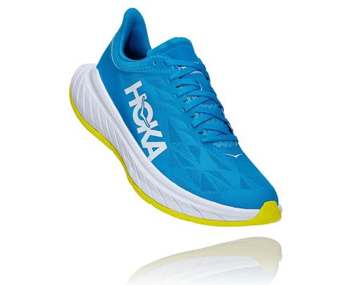 Men's Hoka One One Carbon X 2 Road Running Shoes Diva Blue / Citrus | KWNH23416