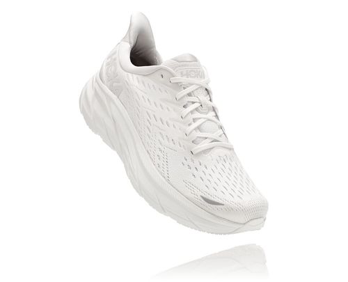 Men's Hoka One One Clifton 8 Road Running Shoes White / White | PJVI93150