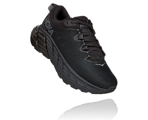 Men's Hoka One One Gaviota 3 Road Running Shoes Black / Black | WTID91562