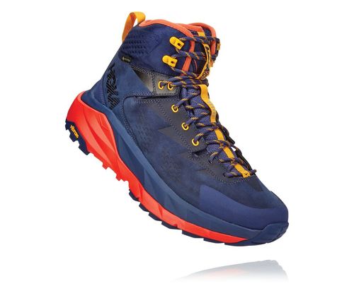 Men's Hoka One One Kaha GORE-TEX Hiking Boots Patriot Blue / Mandarin Red | LBQG16098