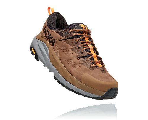Men's Hoka One One Kaha Low GORE-TEX Hiking Boots Otter / Persimmon Orange | PRKN19862