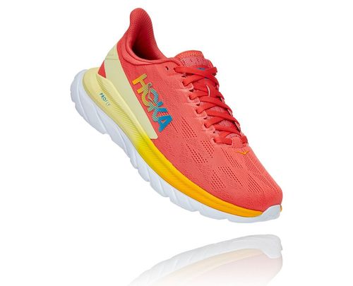 Men's Hoka One One Mach 4 Road Running Shoes Hot Coral / Saffron | VLEO78491