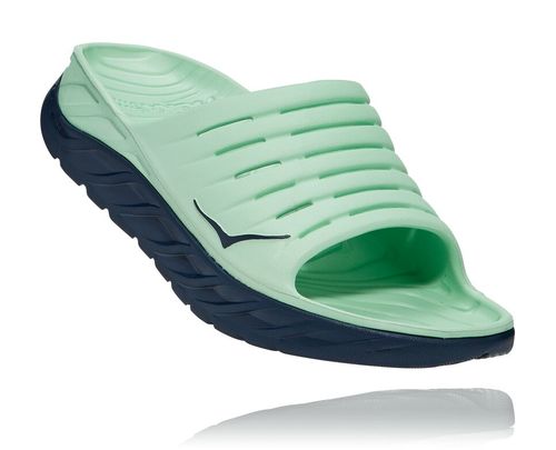 Men's Hoka One One ORA Recovery Slides Green Ash / Outer Space | OJDH98730