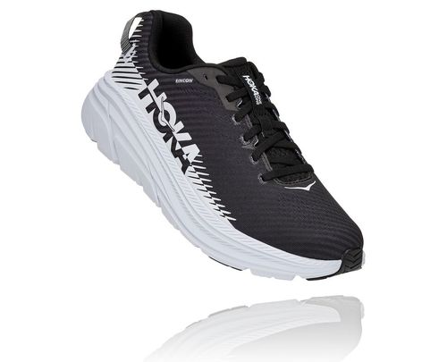 Men's Hoka One One Rincon 2 Road Running Shoes Black / White | GZHN51834