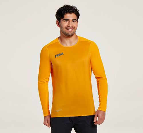Men's Hoka One One Slim Fit Windshirts Saffron | DJTB97408