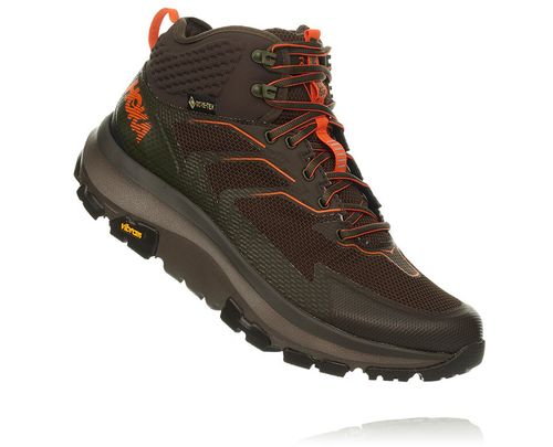 Men's Hoka One One Toa GORE-TEX Hiking Boots Black Olive/ Orange | DZAR04785