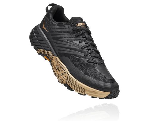 Unisex Hoka One One Speedgoat 4 CNY Trail Running Shoes Black / Gold | TEAU01568