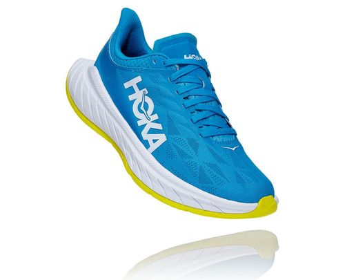 Women's Hoka One One Carbon X 2 Road Running Shoes Diva Blue / Citrus | SNHM14927