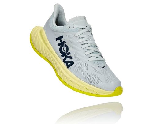 Women's Hoka One One Carbon X 2 Road Running Shoes Blue Flower / Luminary Green | XNKR57128