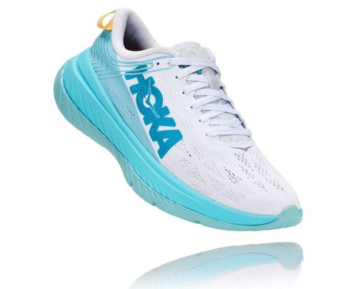 Women's Hoka One One Carbon X Road Running Shoes White / Angel Blue | BEOY17862