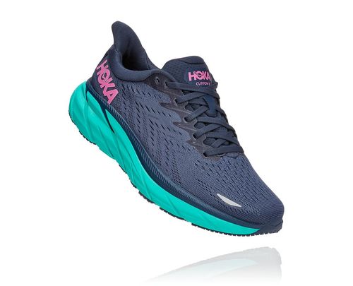 Women's Hoka One One Clifton 8 Road Running Shoes Outer Space / Atlantis | AIGX24736