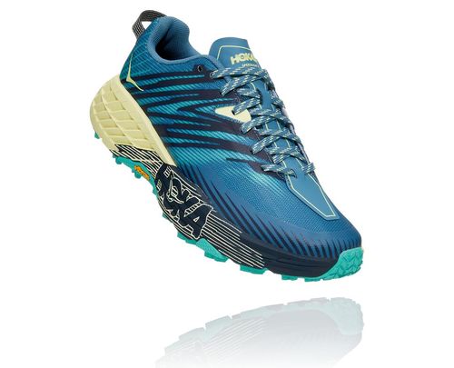 Women's Hoka One One Speedgoat 4 Trail Running Shoes Provincial Blue / Luminary Green | MRLI37219