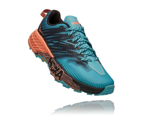 Women's Hoka One One Speedgoat 4 Trail Running Shoes Aquarelle / Cantaloupe | ZBNK20379