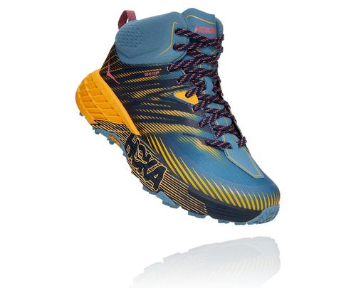 Women's Hoka One One Speedgoat Mid GORE-TEX 2 Trail Running Shoes Provincial Blue / Saffron | EYJN69438