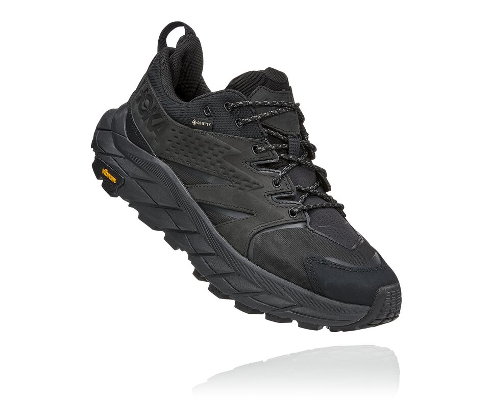 Men\'s Hoka One One Anacapa Low GORE-TEX Hiking Boots Black / Black | ASVL37895