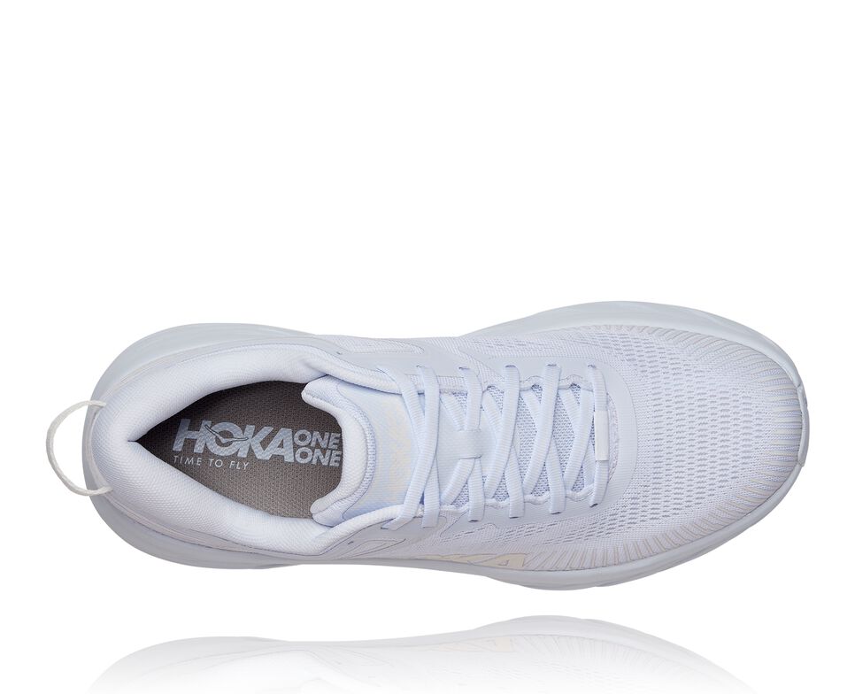Men's Hoka One One Bondi 7 Road Running Shoes White / White | WCMG84106