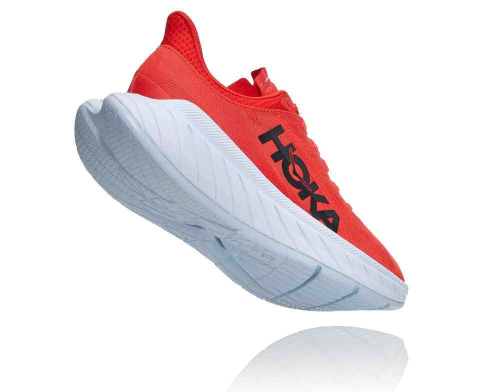 Men's Hoka One One Carbon X 2 Road Running Shoes Fiesta / White | AZJV17308
