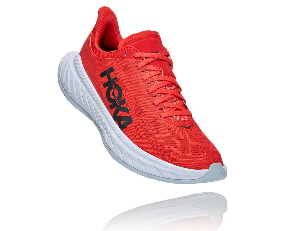 Men\'s Hoka One One Carbon X 2 Road Running Shoes Fiesta / White | AZJV17308