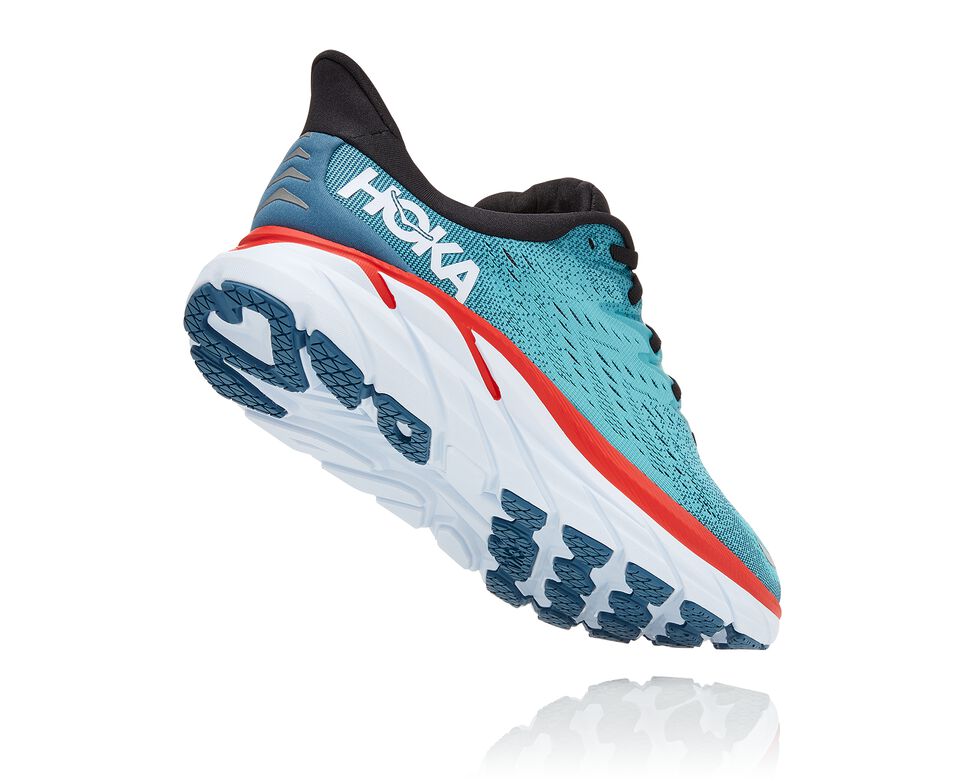 Men's Hoka One One Clifton 8 Road Running Shoes Real Teal / Aquarelle | ZBDP60793