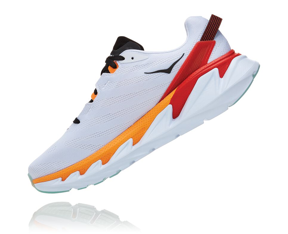 Men's Hoka One One Elevon 2 Road Running Shoes White / Blazing Orange | UTLD20713