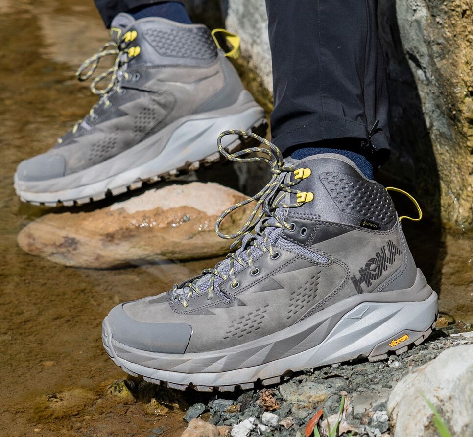 Men's Hoka One One Kaha GORE-TEX Hiking Boots Charcoal Gray / Green Sheen | ACYO67485