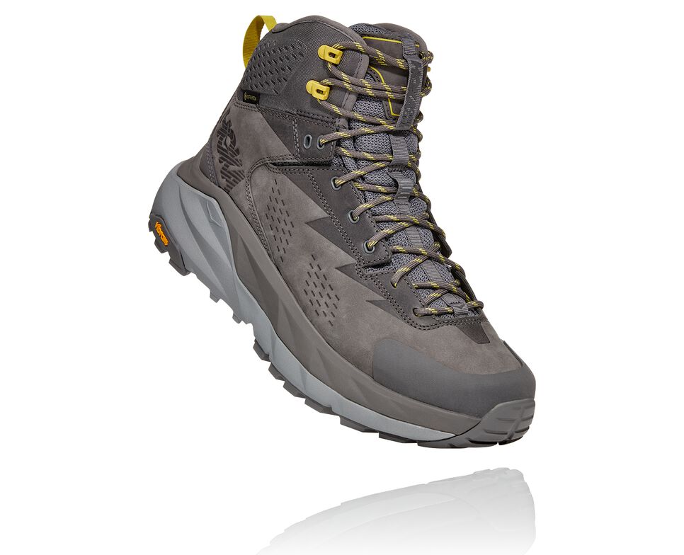 Men\'s Hoka One One Kaha GORE-TEX Hiking Boots Charcoal Gray / Green Sheen | ACYO67485