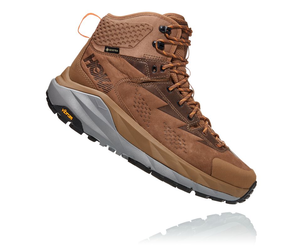 Men's Hoka One One Kaha GORE-TEX Hiking Boots Otter / Persimmon Orange | WBDN05342
