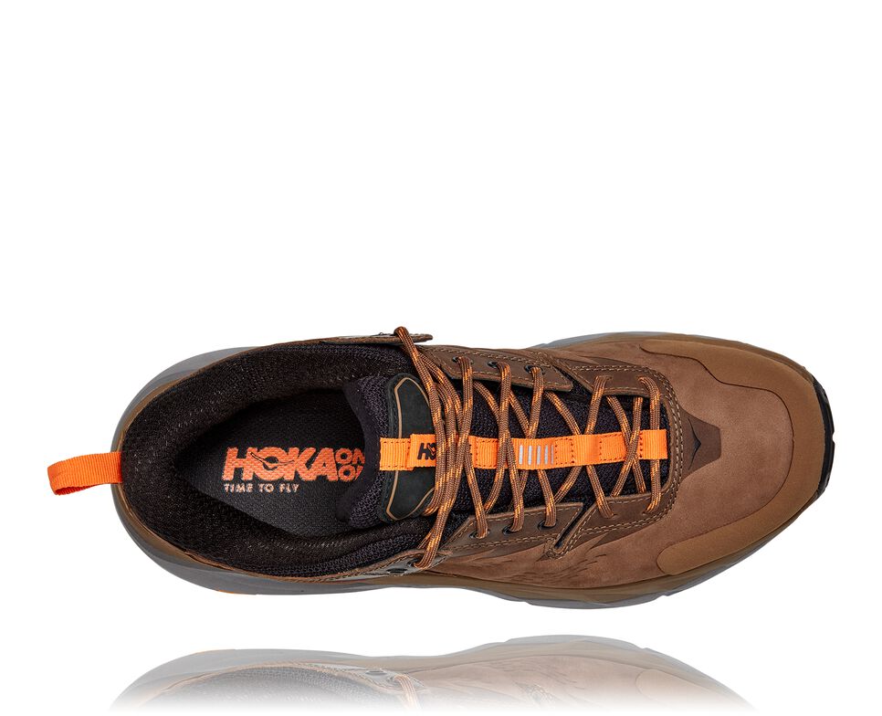 Men's Hoka One One Kaha Low GORE-TEX Hiking Boots Otter / Persimmon Orange | FDHX49075