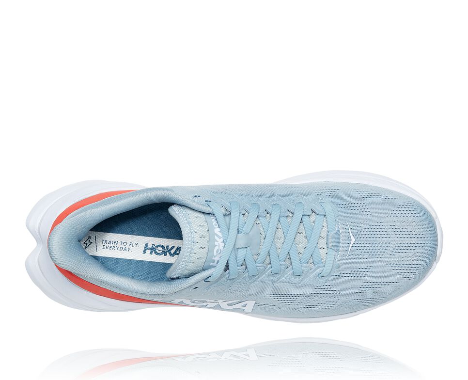 Men's Hoka One One Mach 4 Road Running Shoes Blue Fog / Fiesta | ZEYK89062