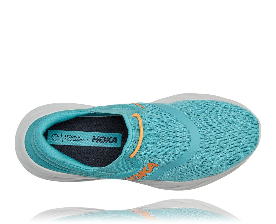 Men's Hoka One One Ora Recovery Shoe 2 Sandals Aquarelle / Blazing Orange | NQOI07182
