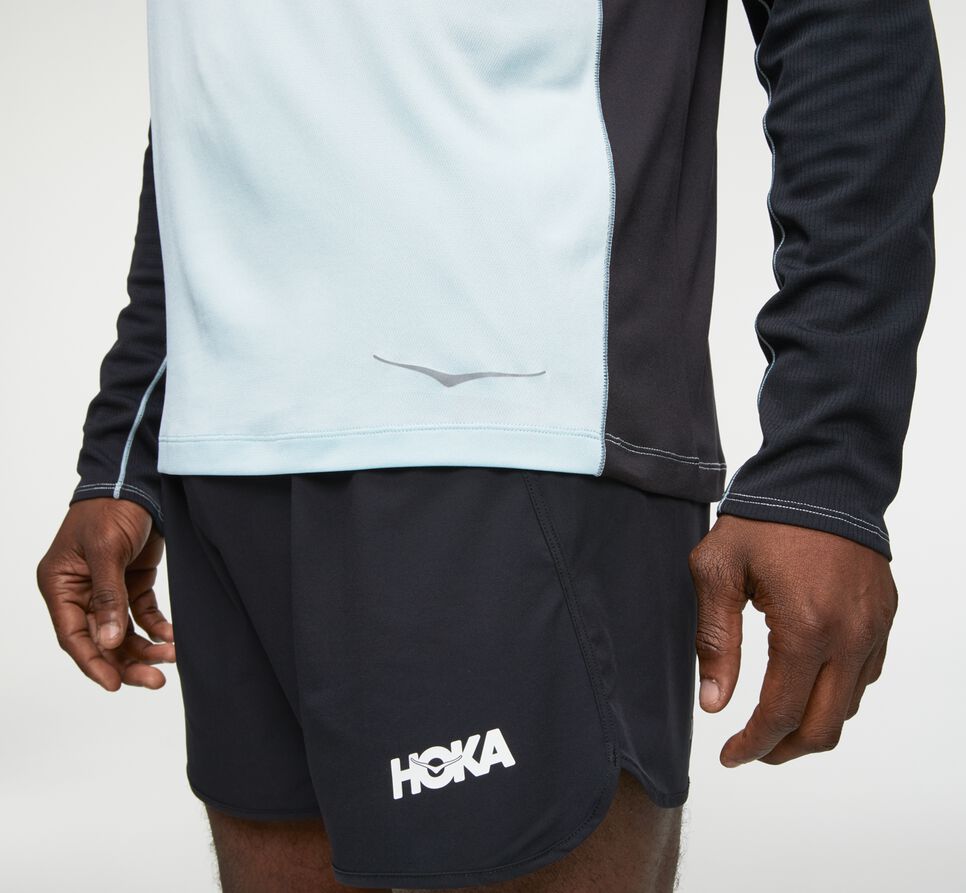 Men's Hoka One One Performance Long Sleeve T Shirts Wan Blue / Black | MBUY52806