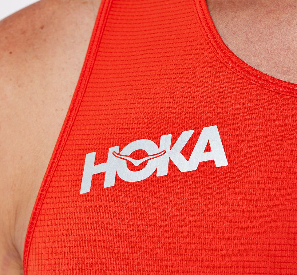 Men's Hoka One One Singlet Running Tops Fiesta | NOPH58641