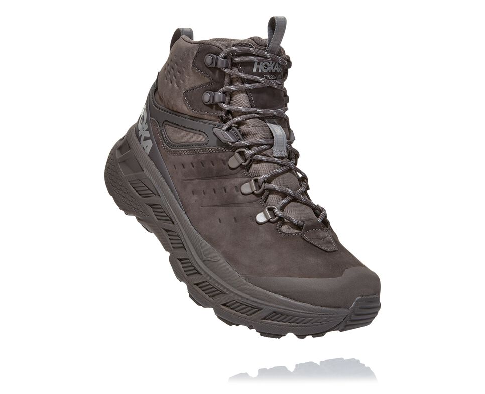 Men\'s Hoka One One Stinson Mid GORE-TEX Hiking Boots Dark Gull Grey / Drizzle | QKDY16823