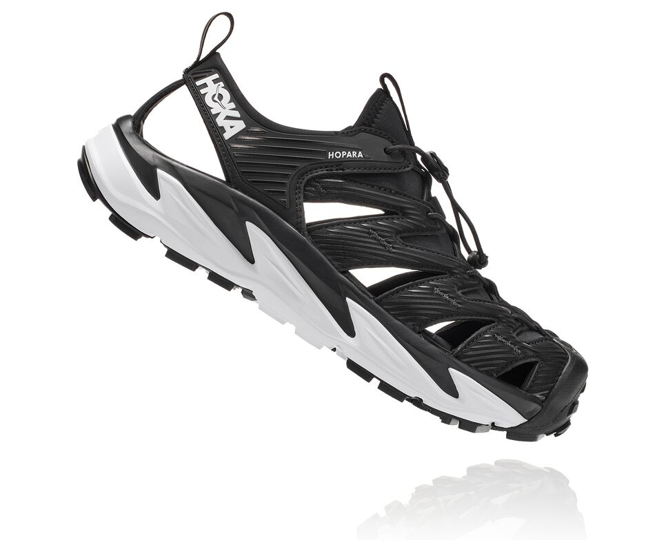 Unisex Hoka One One Hopara Hiking Sandals Black / White | SPLZ26380