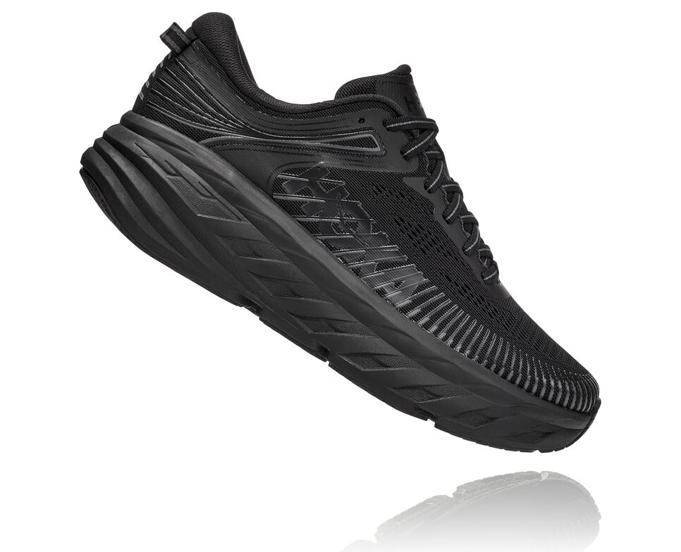 Women's Hoka One One Bondi 7 Road Running Shoes Black / Black | WHGA41983