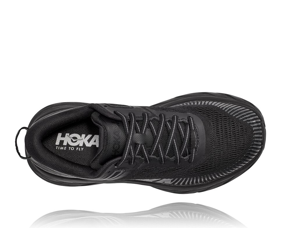 Women's Hoka One One Bondi 7 Road Running Shoes Black / Black | WHGA41983
