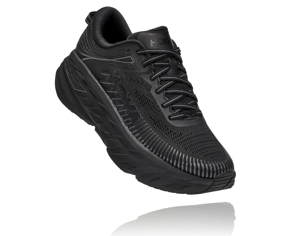 Women\'s Hoka One One Bondi 7 Road Running Shoes Black / Black | WHGA41983