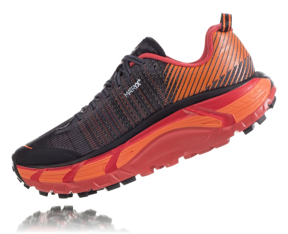 Women's Hoka One One EVO Mafate 2 Trail Running Shoes Black / Poppy Red | SFLN45823