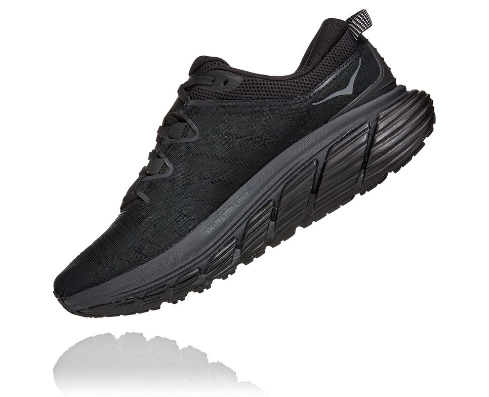 Women's Hoka One One Gaviota 3 Road Running Shoes Black / Black | MYBR08751