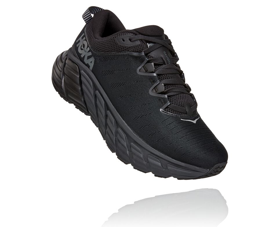 Women\'s Hoka One One Gaviota 3 Road Running Shoes Black / Black | MYBR08751