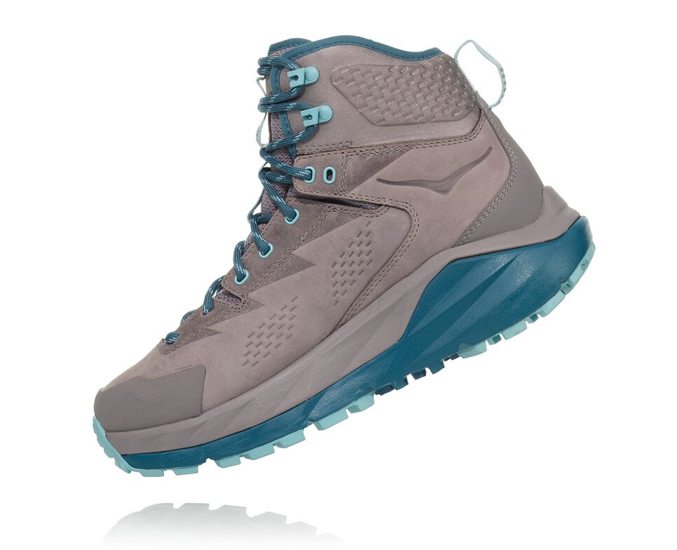 Women's Hoka One One Kaha GORE-TEX Hiking Boots Frost Gray / Aqua Haze | LEVX93527