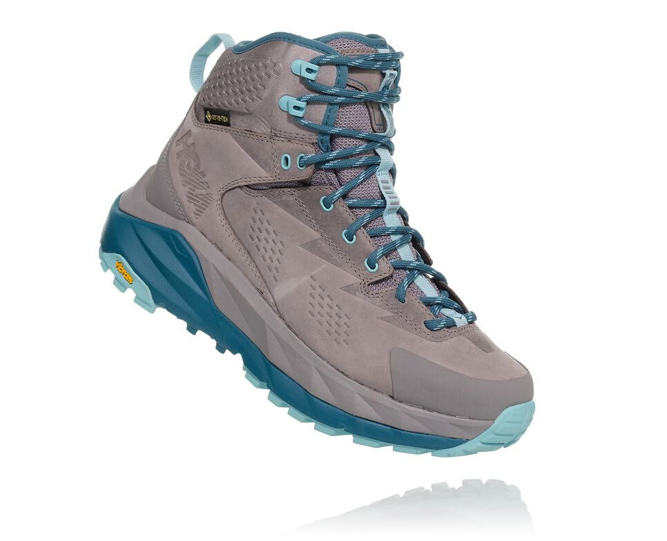 Women\'s Hoka One One Kaha GORE-TEX Hiking Boots Frost Gray / Aqua Haze | LEVX93527