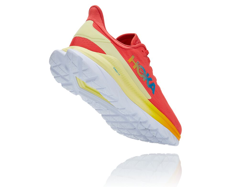 Women's Hoka One One Mach 4 Road Running Shoes Hot Coral / Saffron | BHAK80651