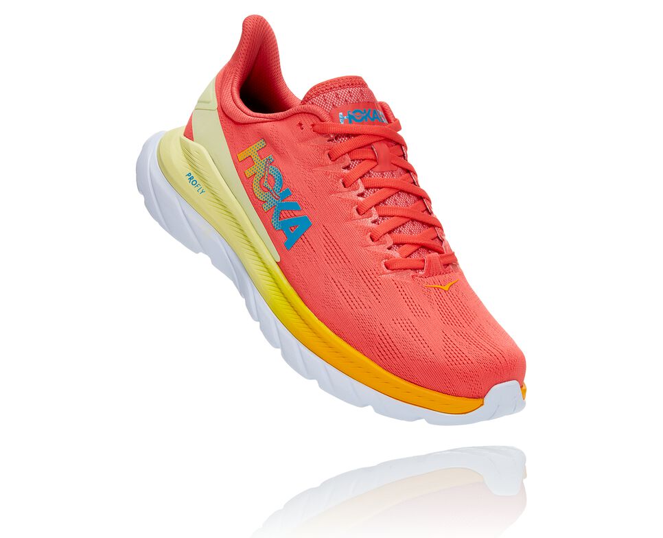 Women\'s Hoka One One Mach 4 Road Running Shoes Hot Coral / Saffron | BHAK80651
