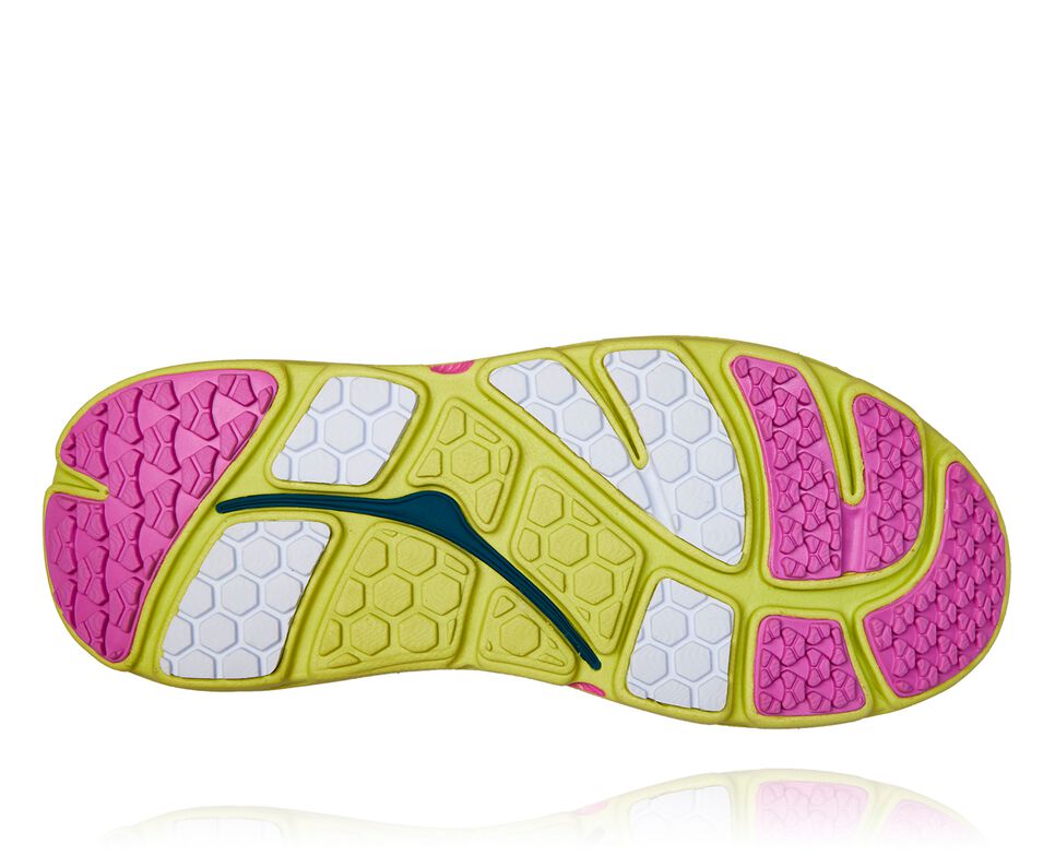 Women's Hoka One One OV X HOKA Bondi B Road Running Shoes Lime Sherbet / Super Pink | PBLC59816