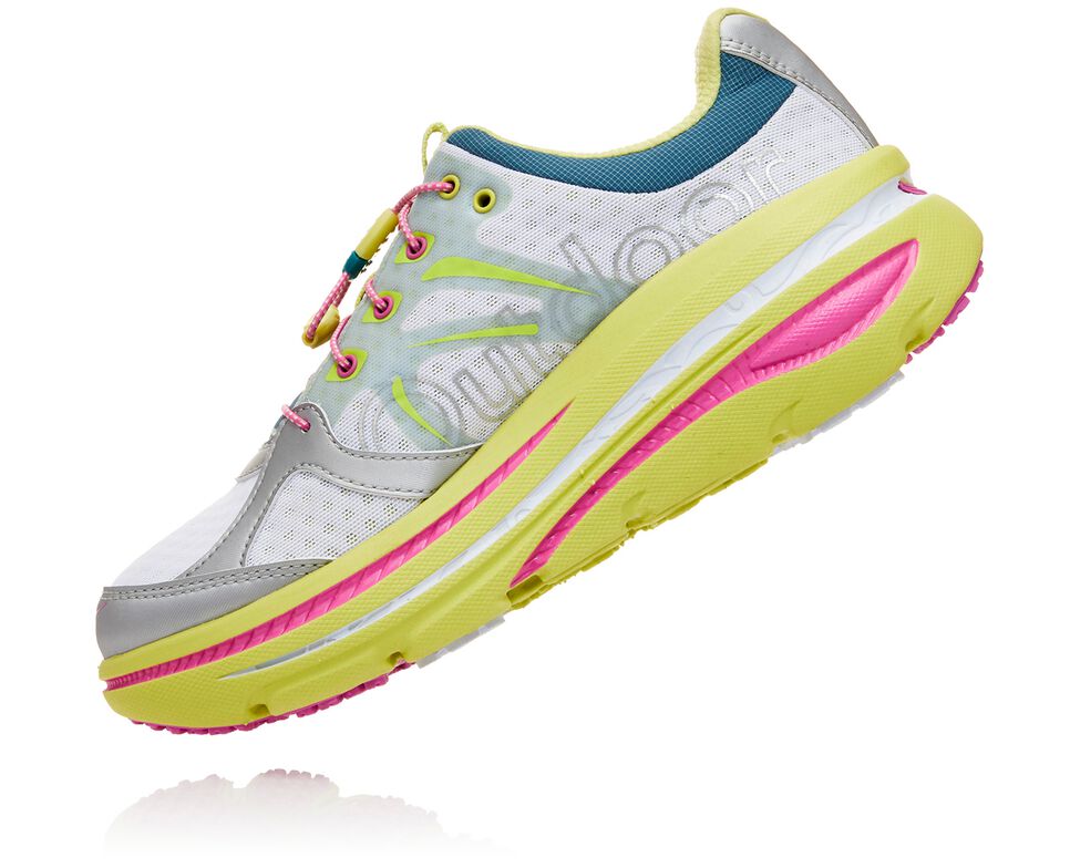 Women's Hoka One One OV X HOKA Bondi B Road Running Shoes Lime Sherbet / Super Pink | PBLC59816