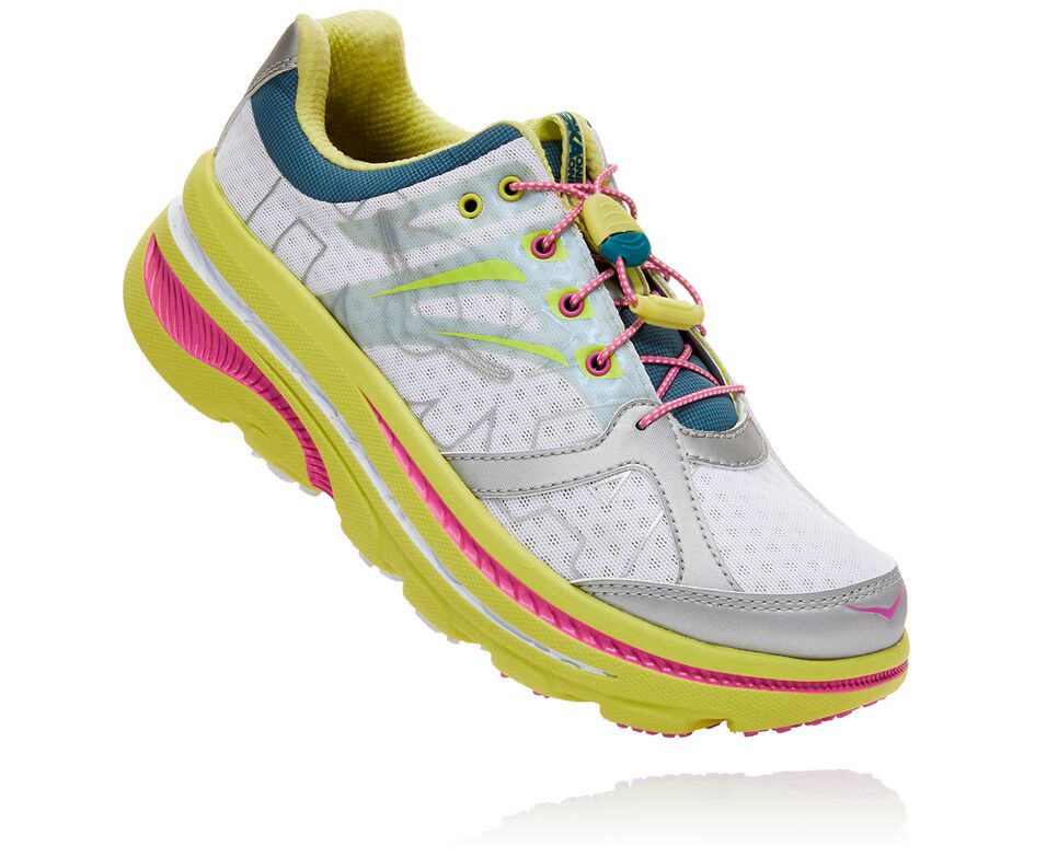 Women\'s Hoka One One OV X HOKA Bondi B Road Running Shoes Lime Sherbet / Super Pink | PBLC59816
