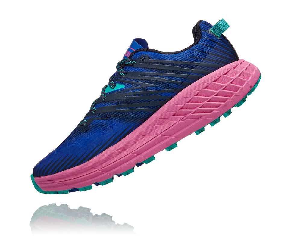 Women's Hoka One One Speedgoat 4 Trail Running Shoes Dazzling Blue / Phlox Pink | JCIH24063